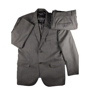 Jos. A. Bank Mens Suit Gray Blue‎ Square Wool Blazer 40S Pants 36x28(Read)